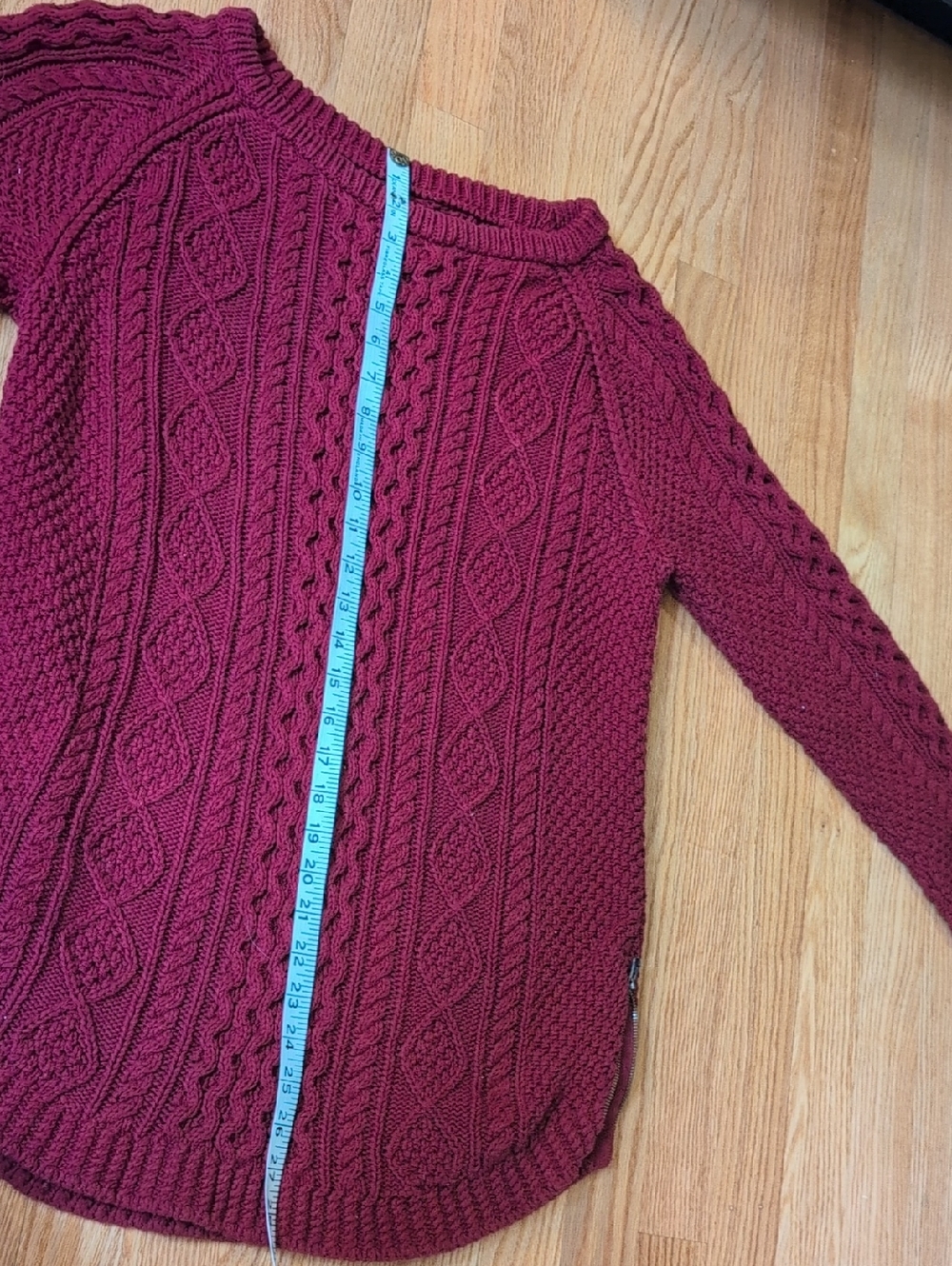 Red LL Bean Cable Knit Sweater Tunic Size M - Picture 5 of 5